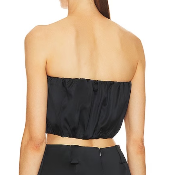 Final drop! Price firm! NWT HELSA black satin blouson tube top - XS - Picture 4 of 9